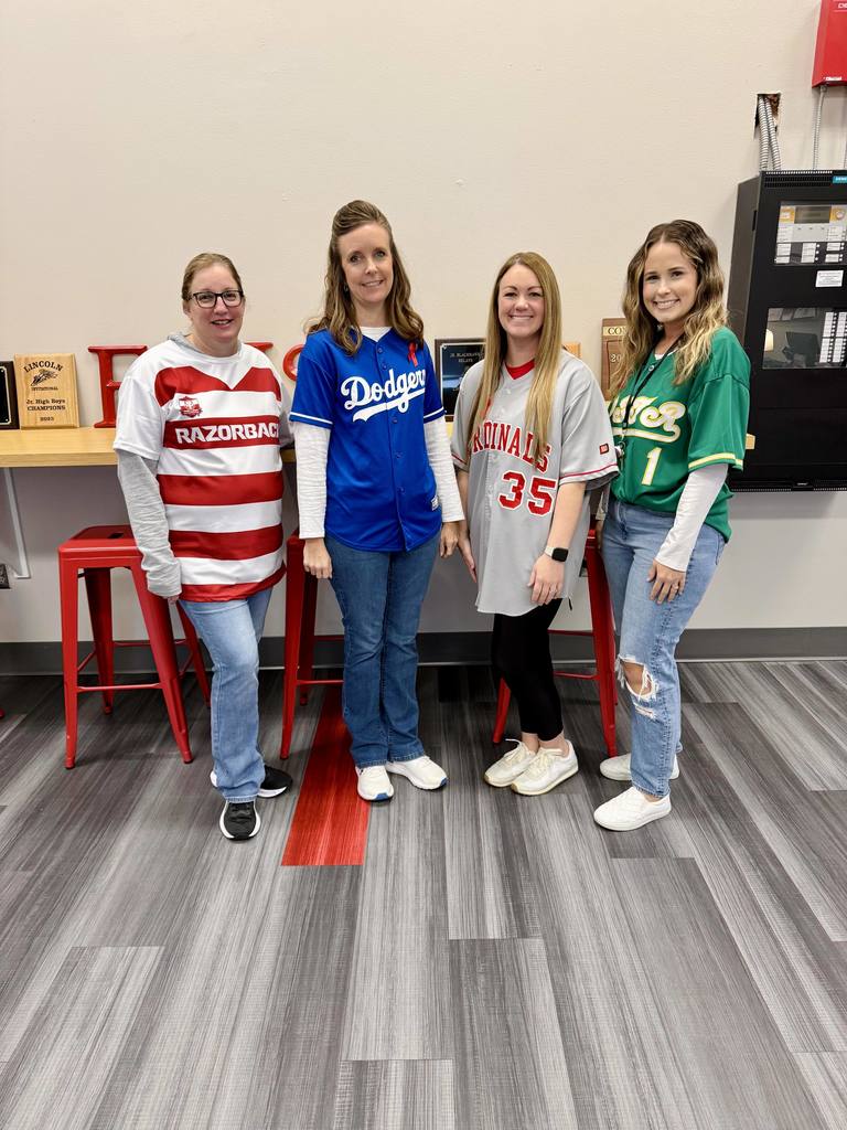 FJHS staff wearing jerseys on Jersey Day