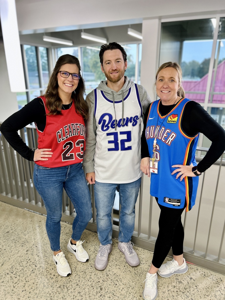 Teachers wearing jerseys on Jersey Day