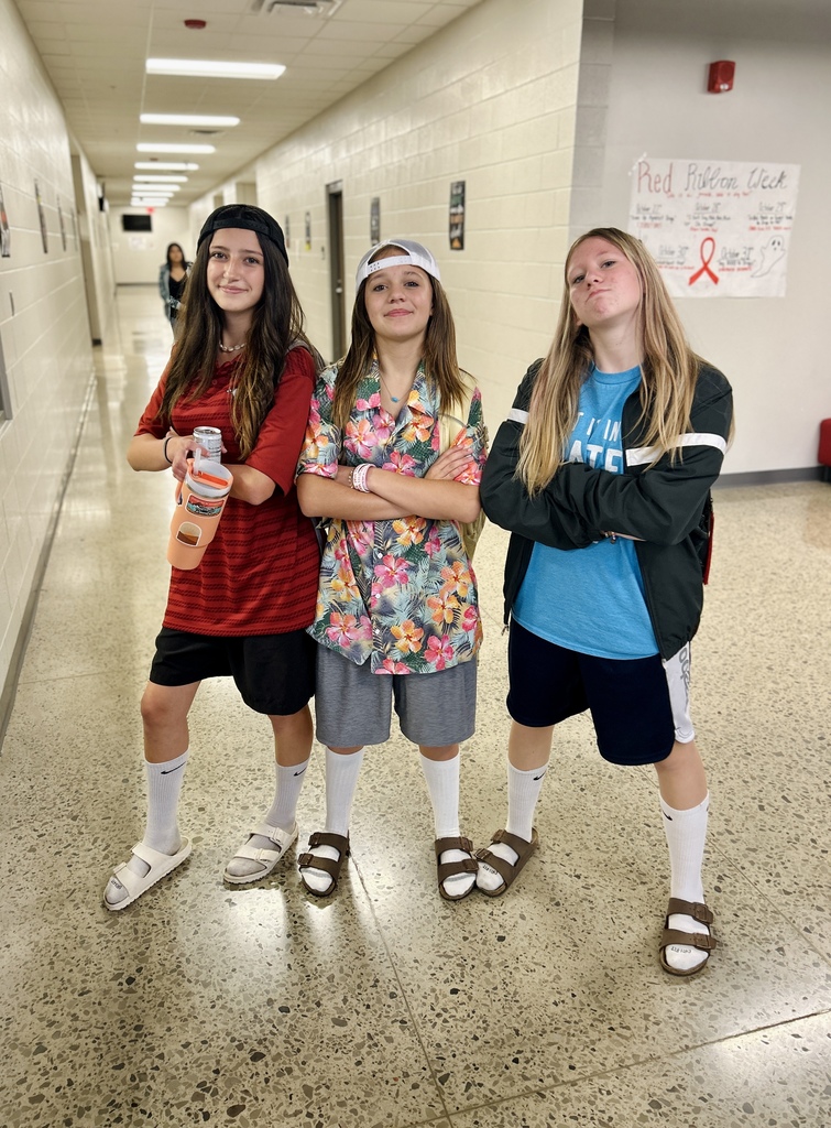 Students dressed up on Adam Sandler day.