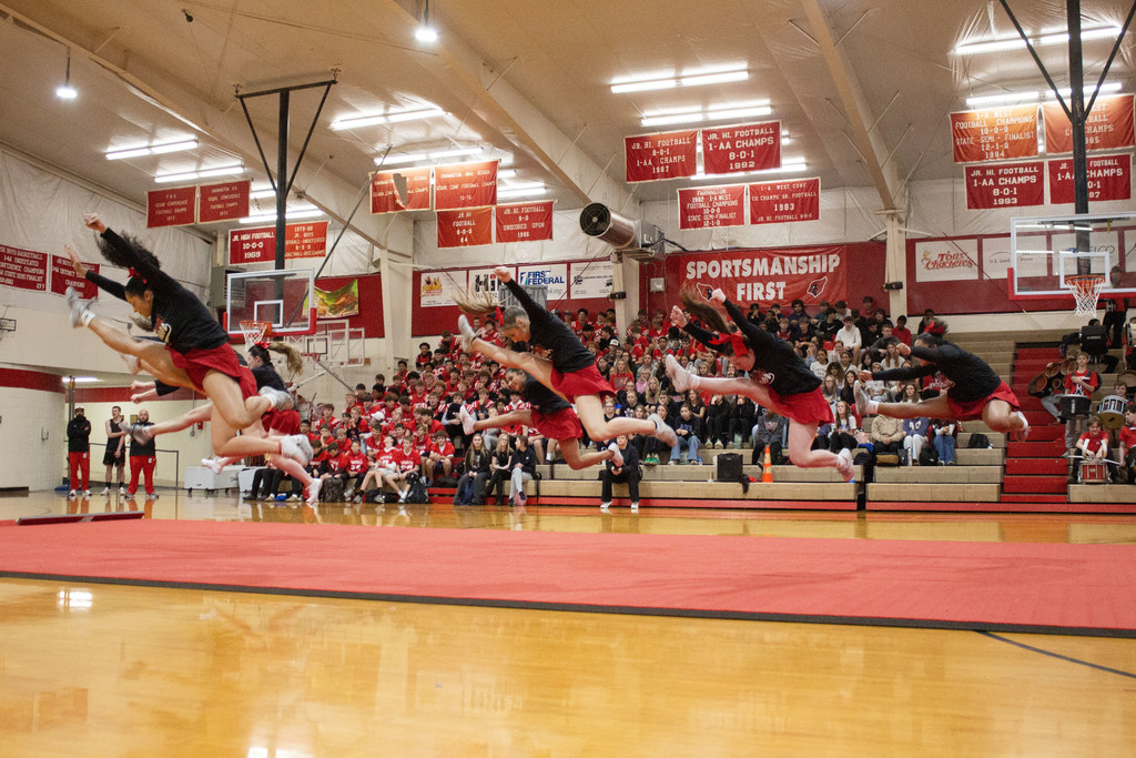students at FJHS pep rally