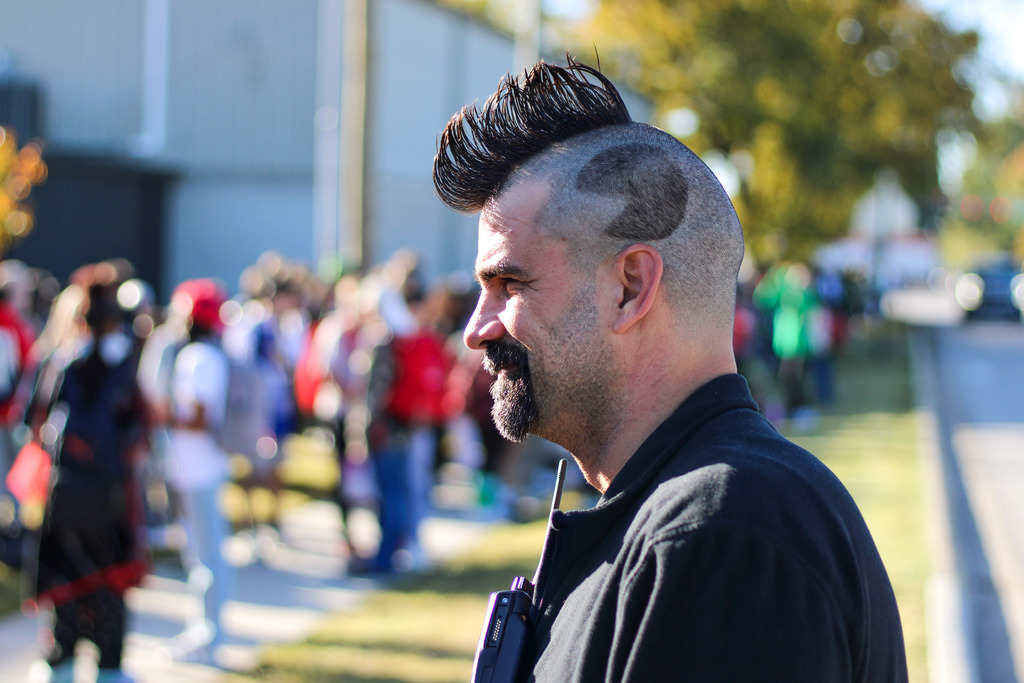 Mr. Pair with a mohawk and pacman shaved in hair