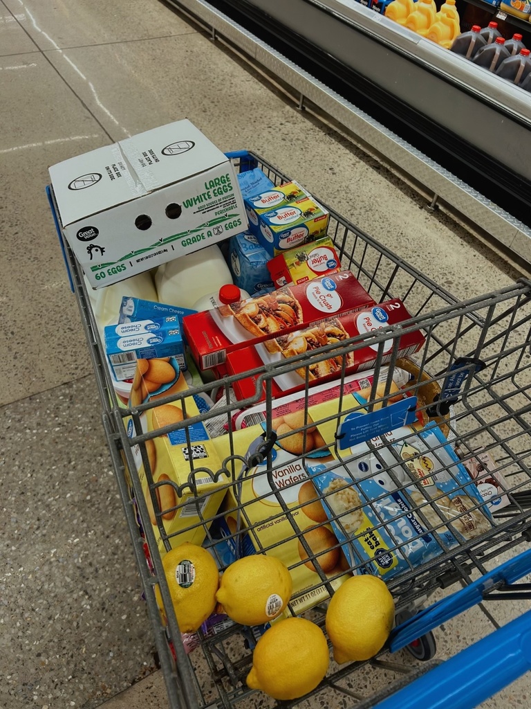 Shopping cart filled with groceries for FACS