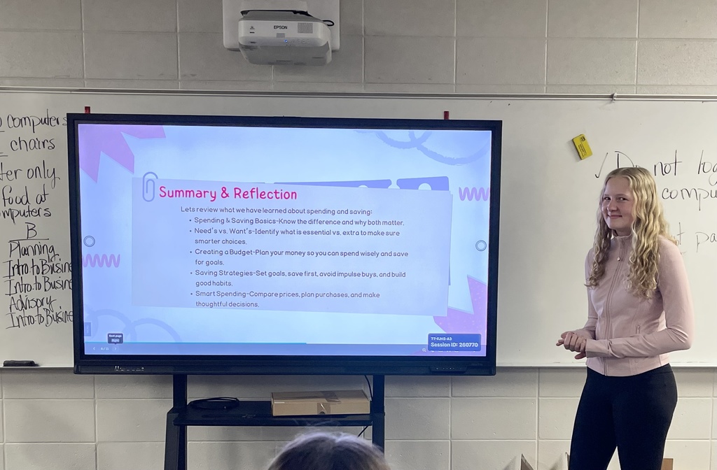 Student presenting in Personal Finance class