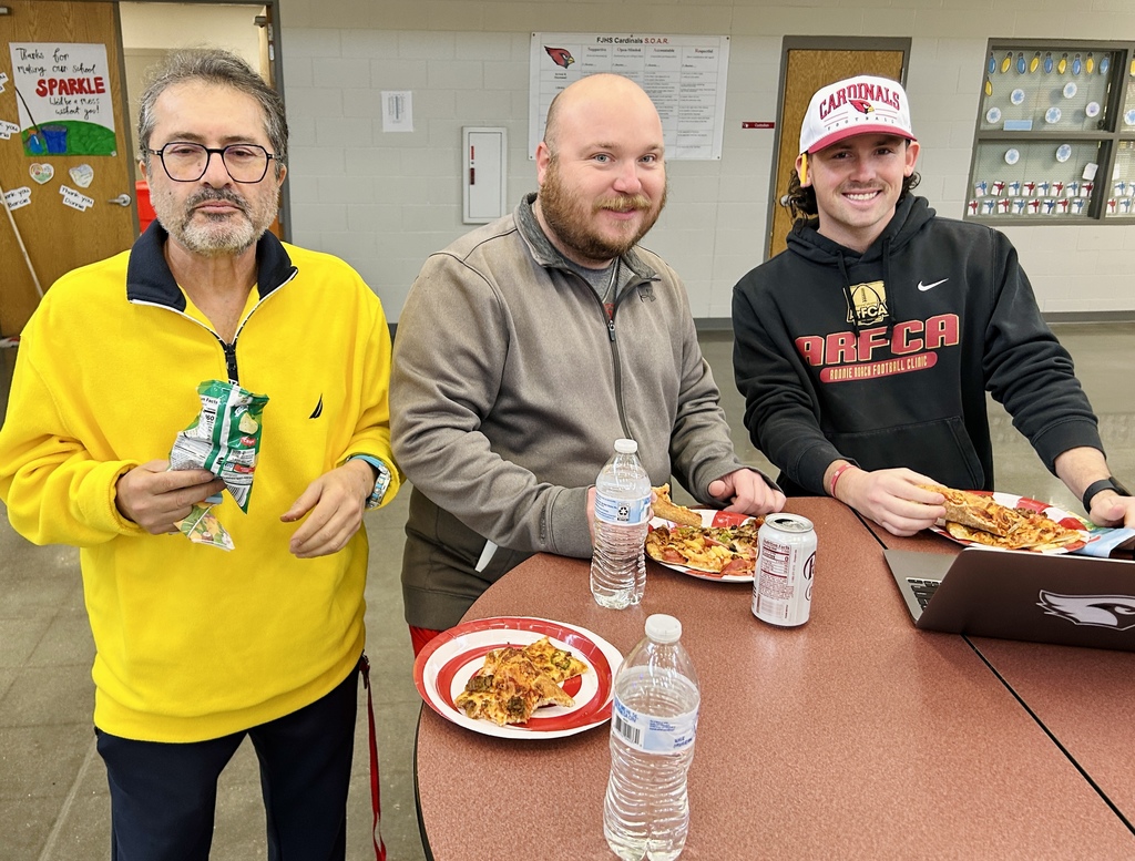 Teachers eating dominos for lunch