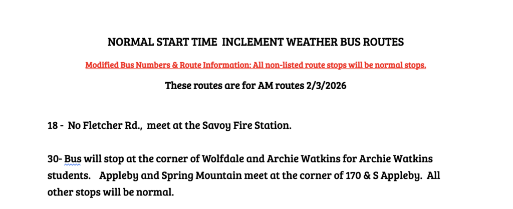 modified bus route list