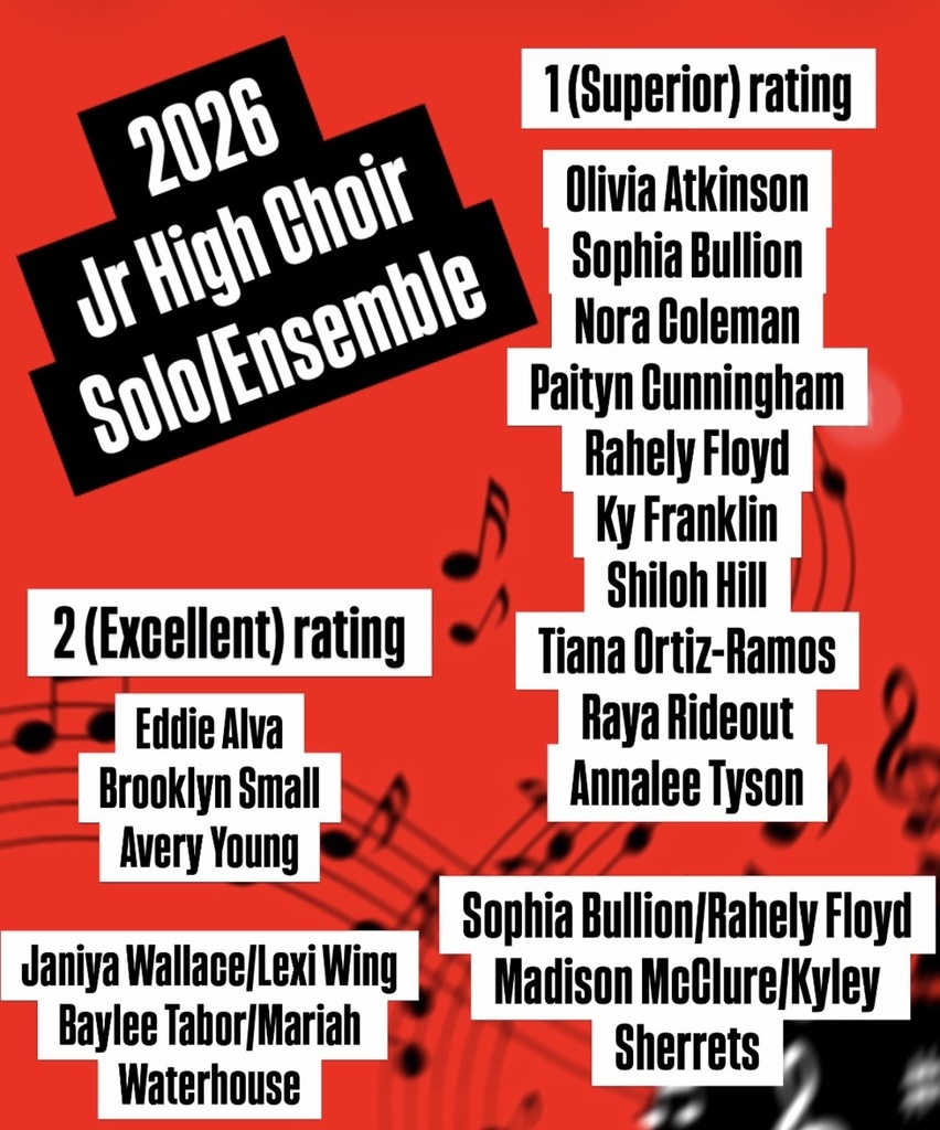 Jr High Choir Solo/Ensemble Winner Names