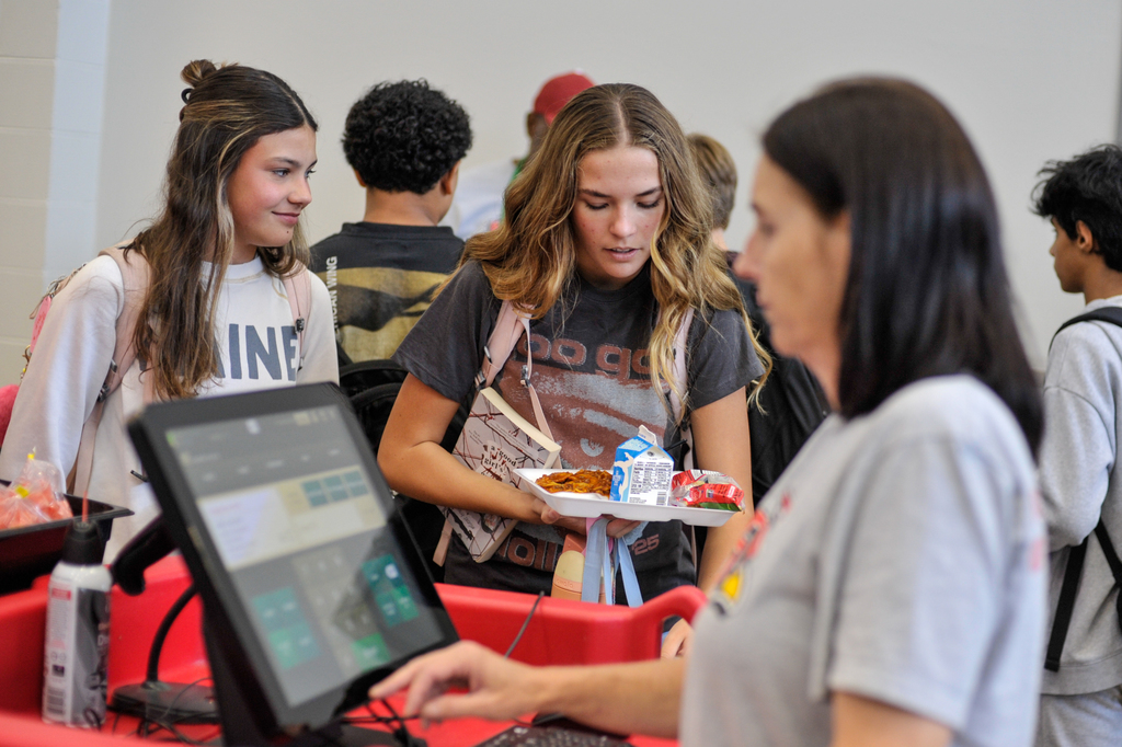 Students in lunch line