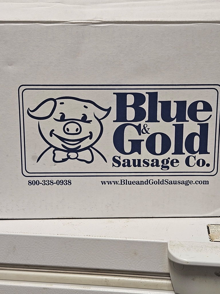picture of blue and gold bacon box