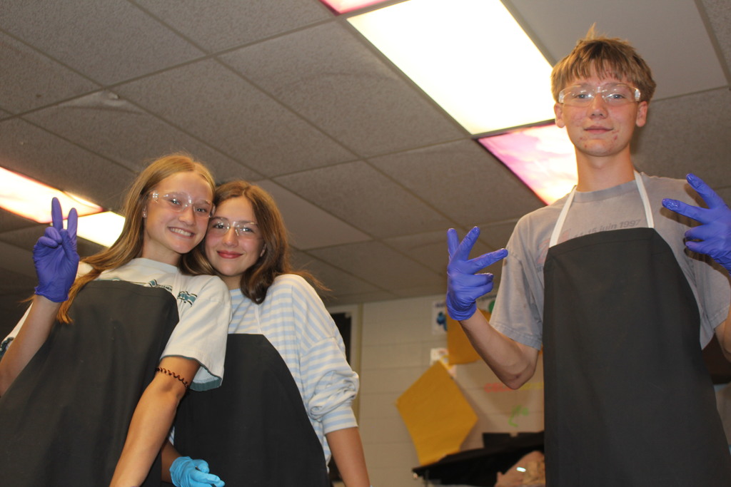 Students participating in pig dissection day in Mrs. Maxwell's class