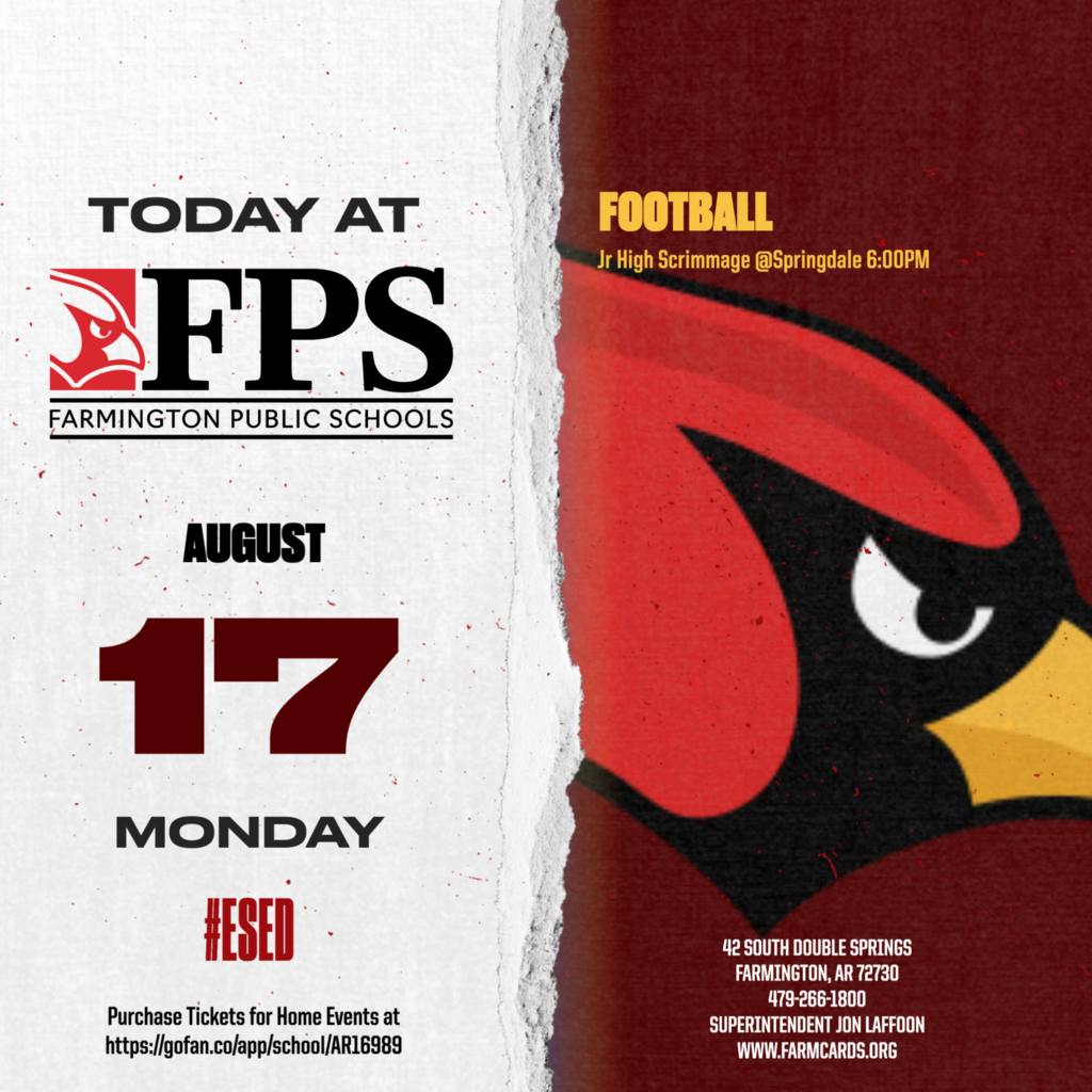 White and maroon background with the date August 17, 2020, in bold. Text reads Today at FPS.