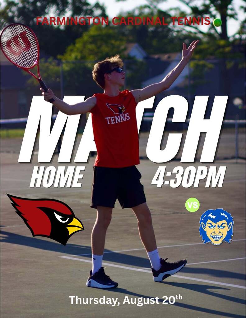 A man in red and black tennis gear swings a racket on a tennis court. "MATCH HOME" and "4:30 PM" are displayed.