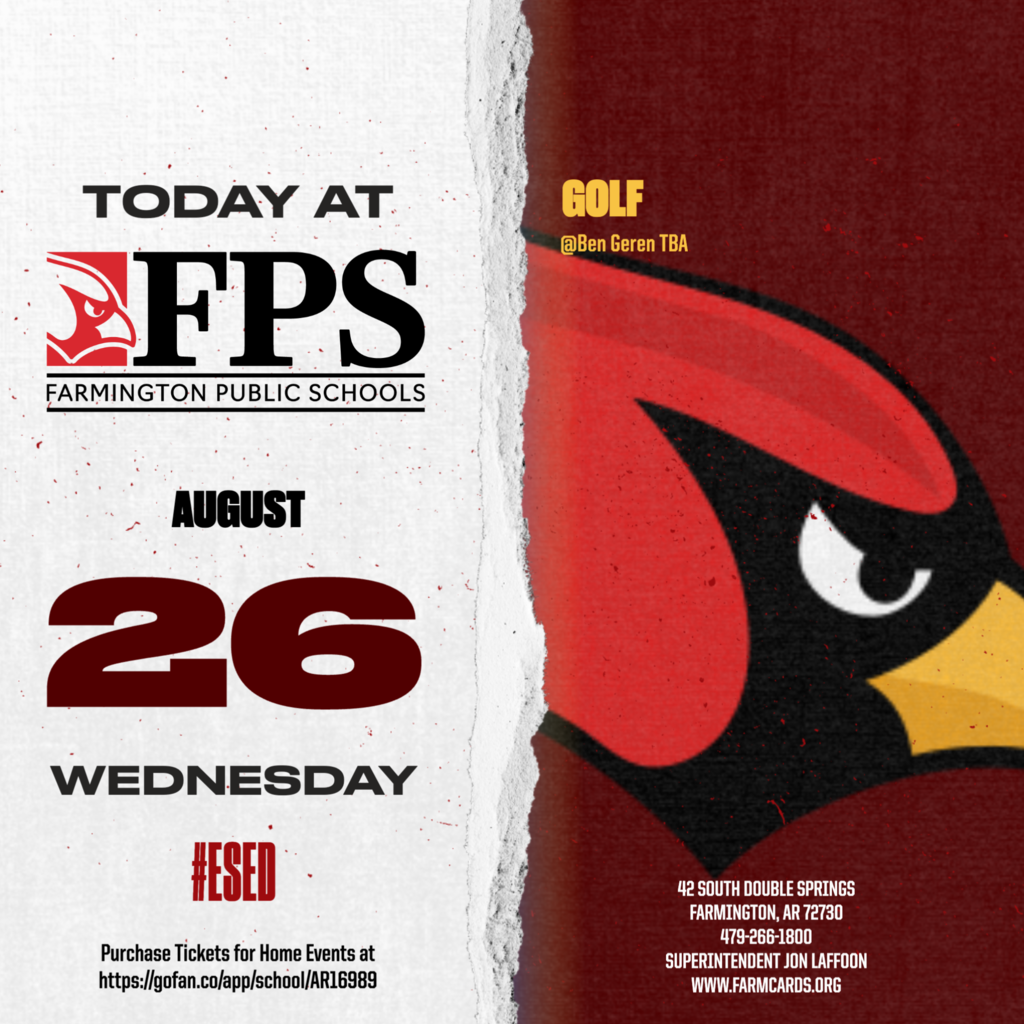 A red and black graphic featuring the number 26, with "Today at FPS" and "August 26 Wednesday" above it.