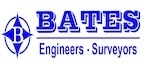 The Bates Engineers and Surveyors logo features a blue compass with a white circle and a blue "B".