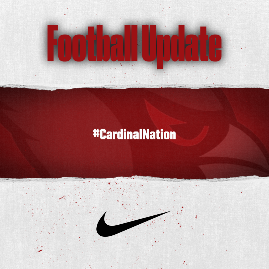 Red and white graphic features text reading "Football Update" above a red Nike logo. The background includes a red bird.