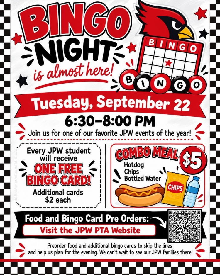 bingo night on Tuesday, September 22nd, at 6:30pm