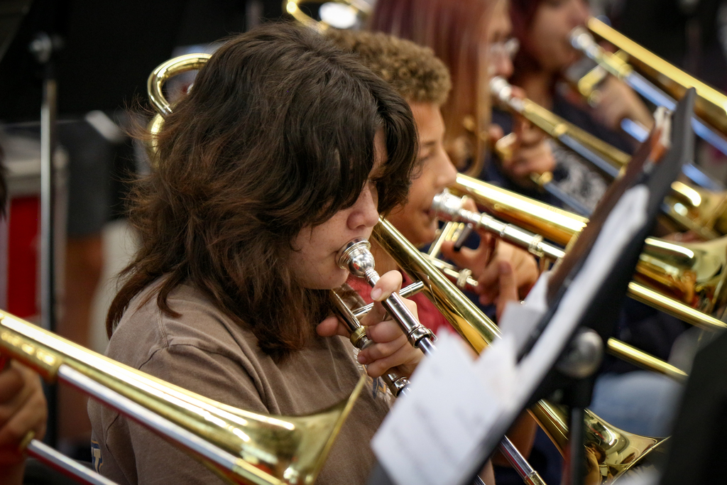 Girl playing trombone