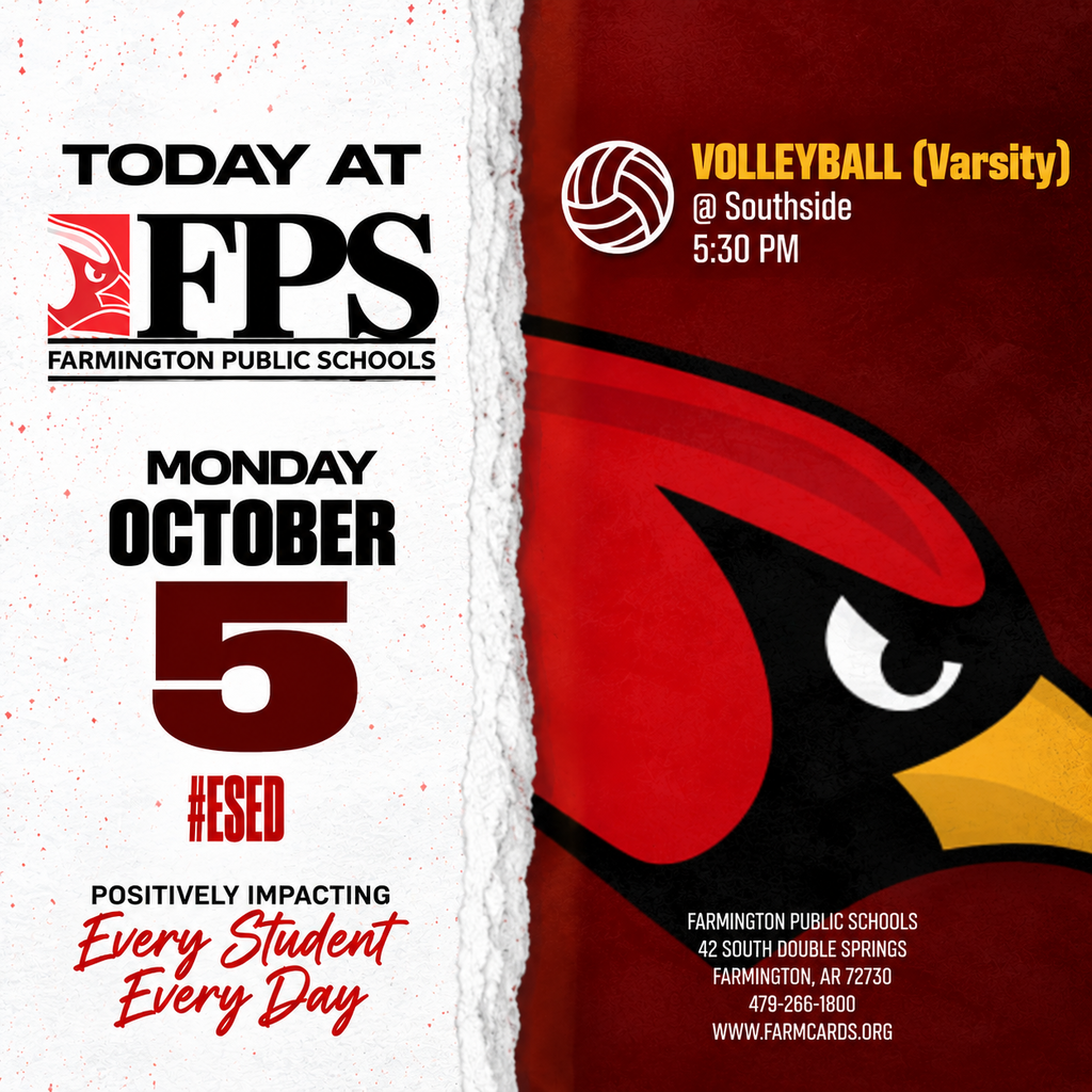 Poster for a varsity volleyball game on October 5. It features a red and black bird head on a maroon background.