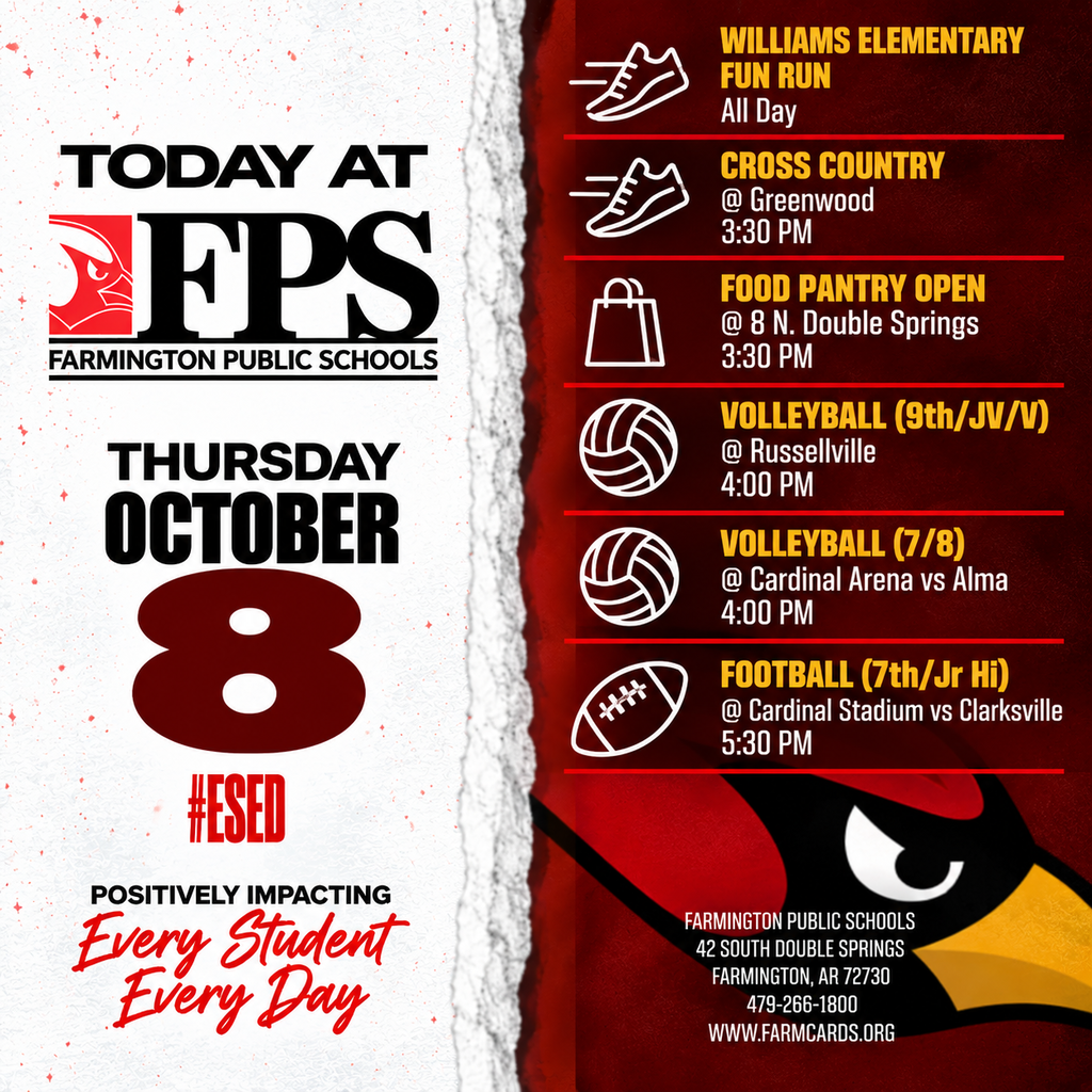 Poster for Thursday, October 8, 2020, lists various events, including sports and community activities.