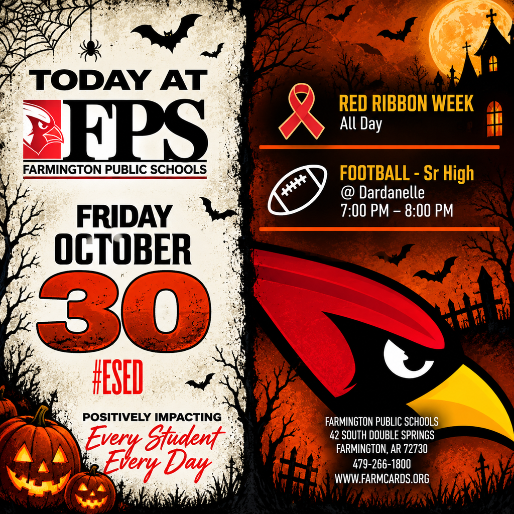 Two posters; one with Halloween bats and pumpkins, one with a red bird and an American football.