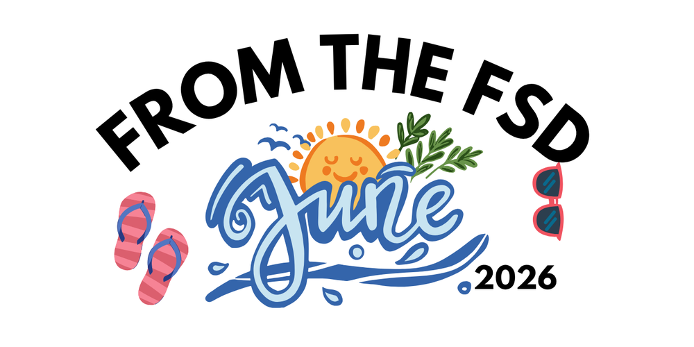 June 2026 header with beach theme