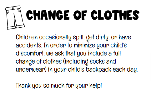 change of clothes in backpacks