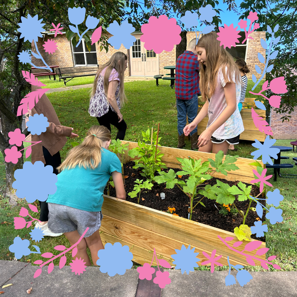 Students working in the community garden at DBLC