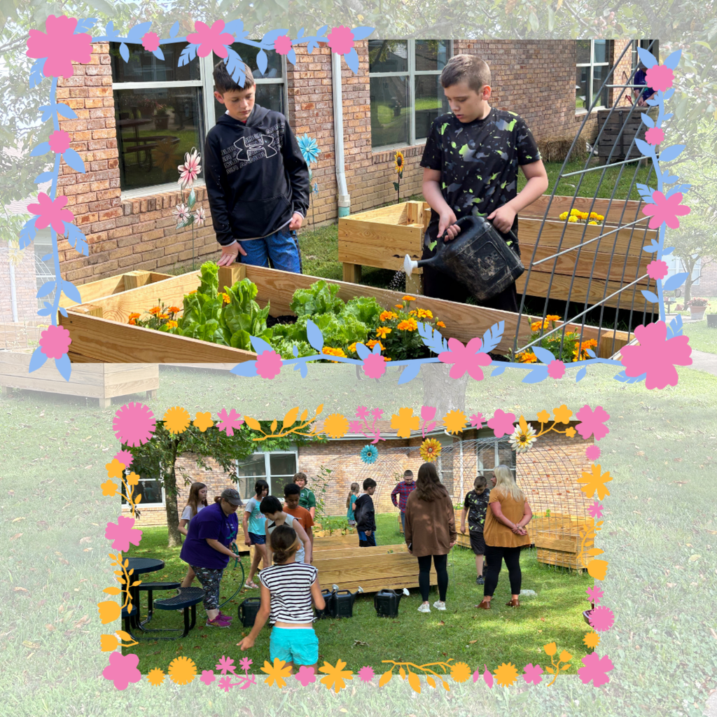 Students working in the community garden at DBLC
