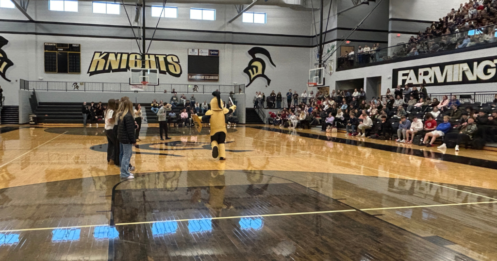 Knightro running into gym