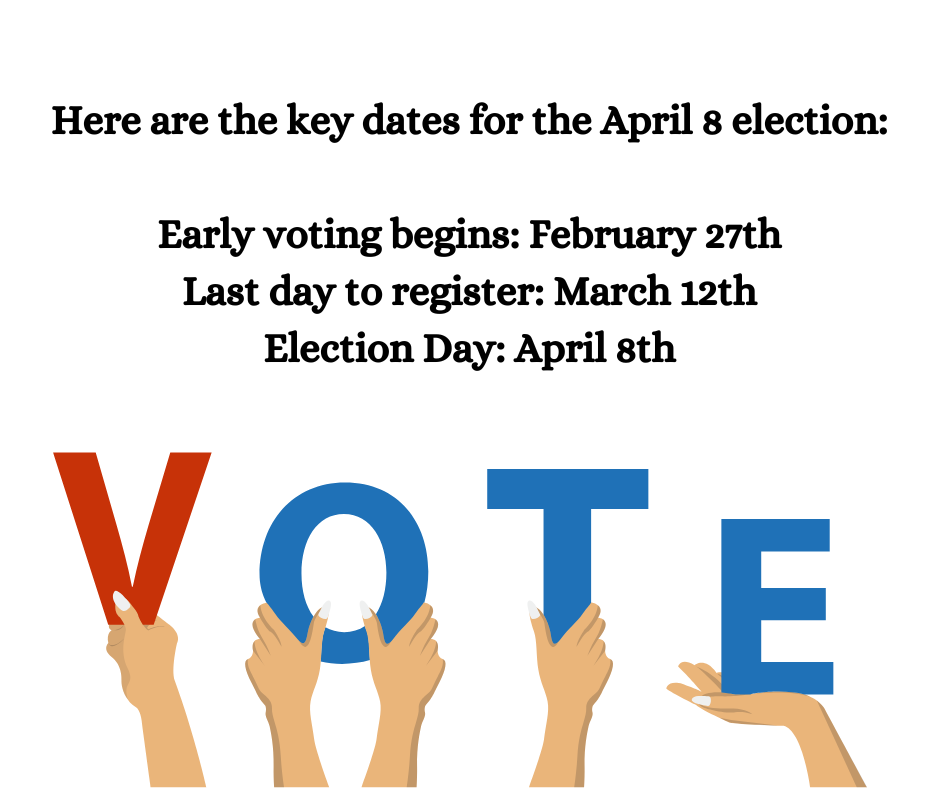 🗳️ Mark Your Calendar! Here are the key dates for the April 8 election: Early voting begins: February 27th Last day to register: March 12th Election Day: April 8th Ensure your voter registration is up to date. For more info: https://www.sos.mo.gov/elections/goVoteMissouri/register