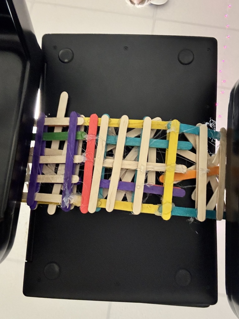 view of a weight bearing bridge from below showing the bridge holding together with flexibility