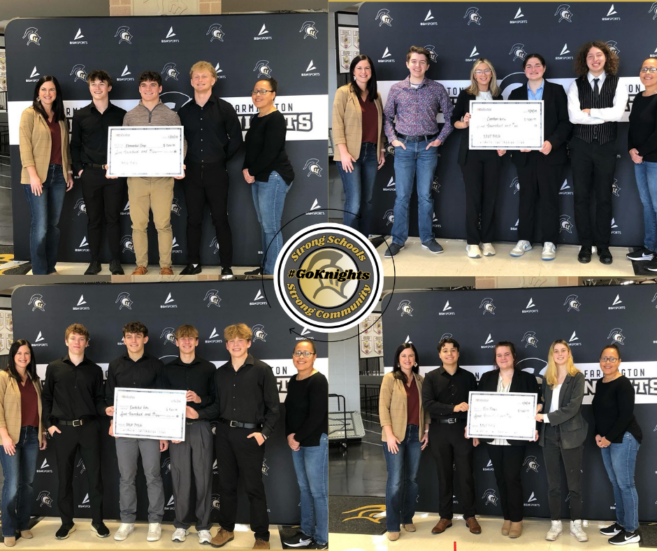 students in INCubator Edu program with checks