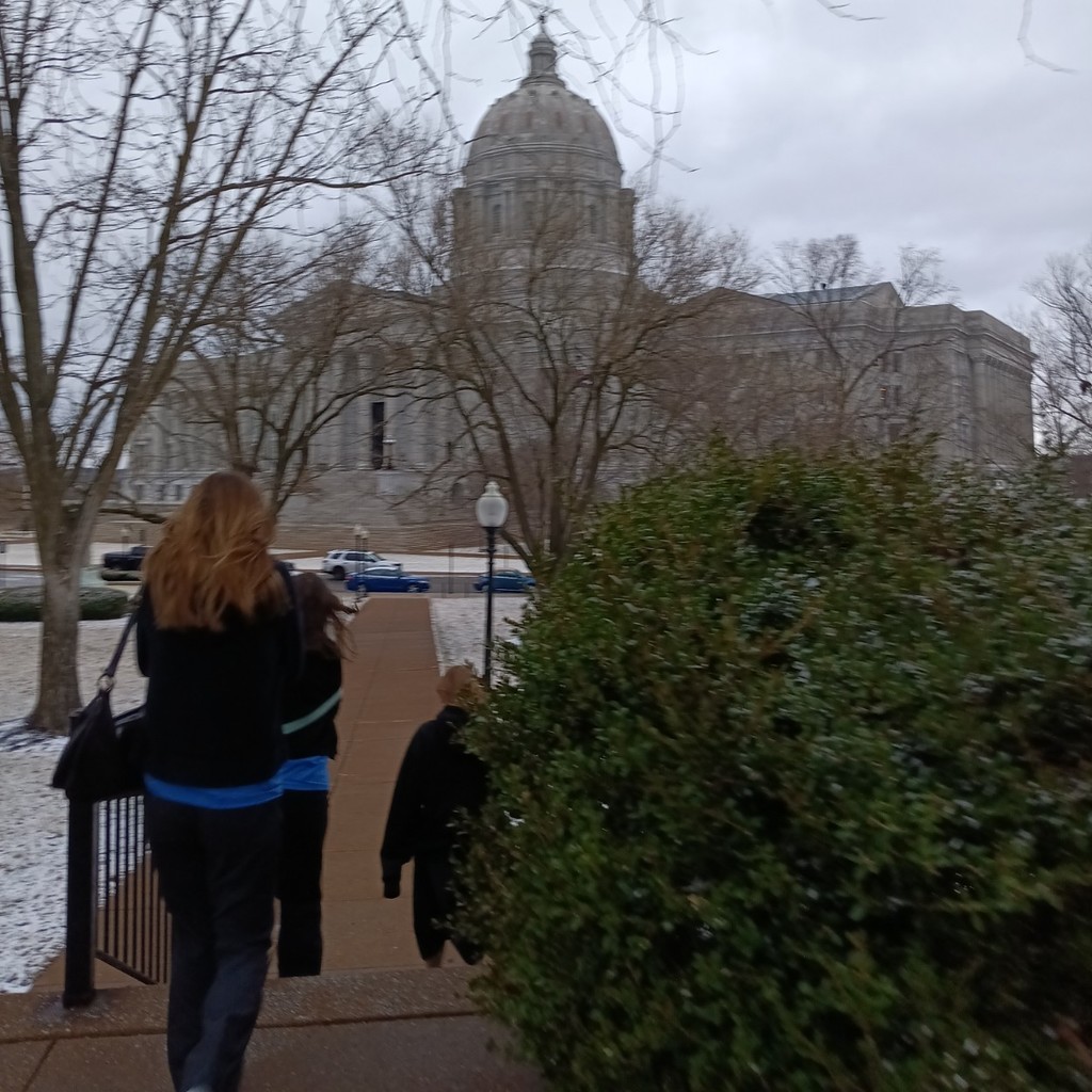 running towards the capital in the wind