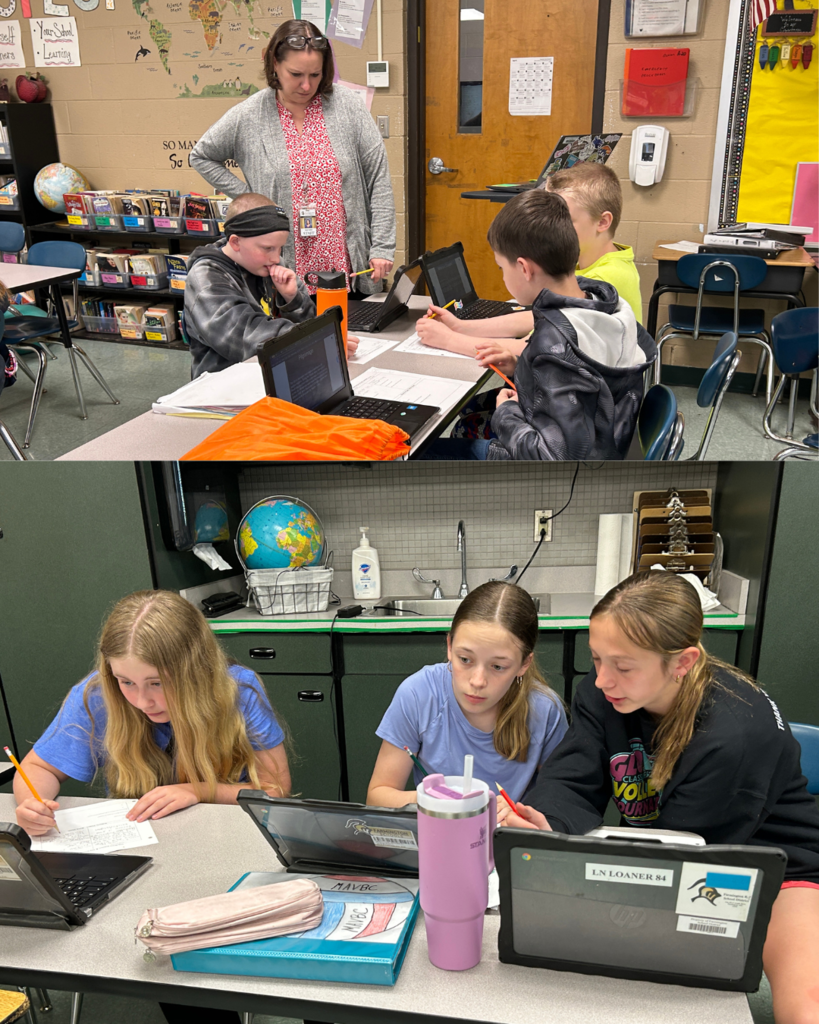 teacher and students working in class