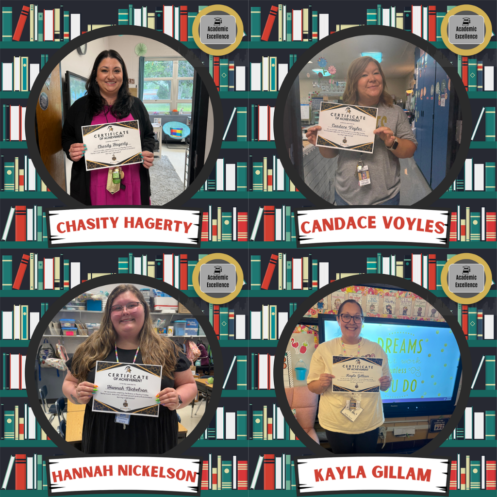 Chasity Hagerty, Candace Voyles, Hannah Nickelson and Kayla Gillam with certificates