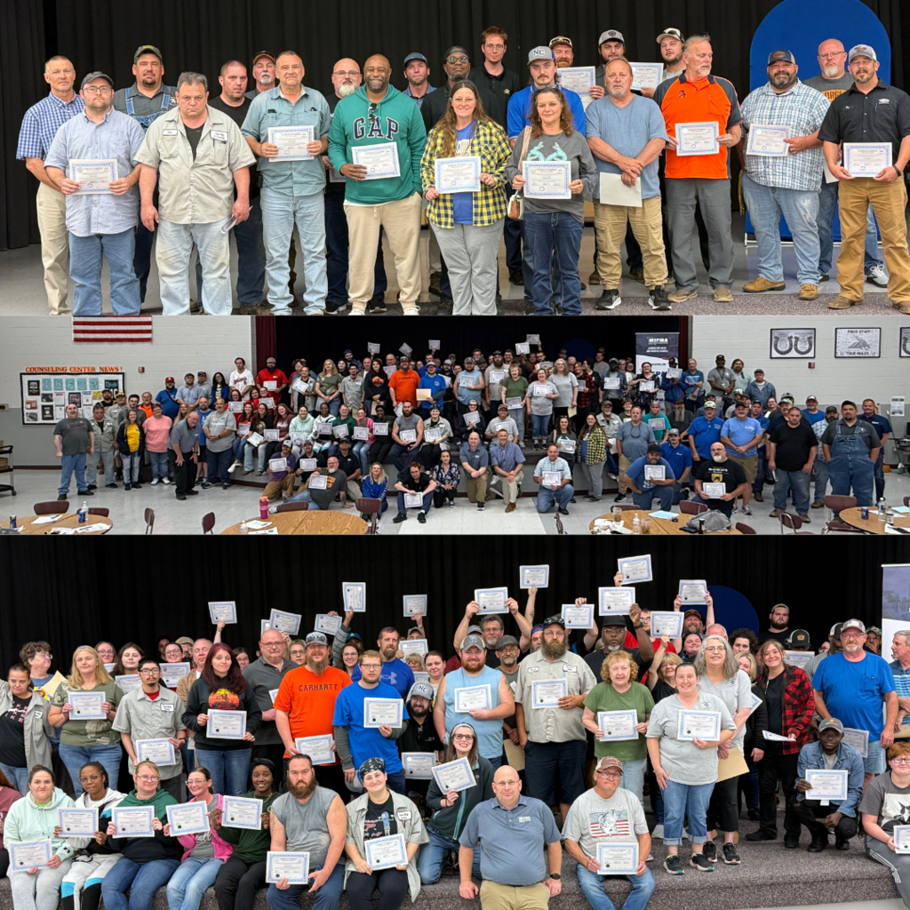 3 pictures of various maintenance and custodial crews with their certificates