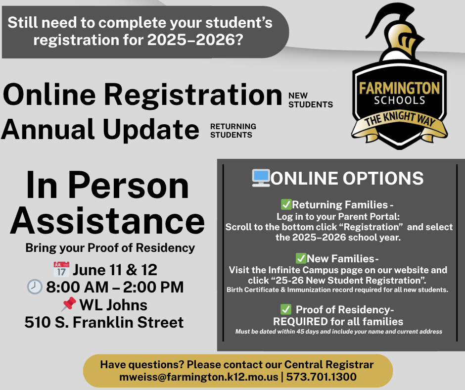 Online Registration and Annual Update info
