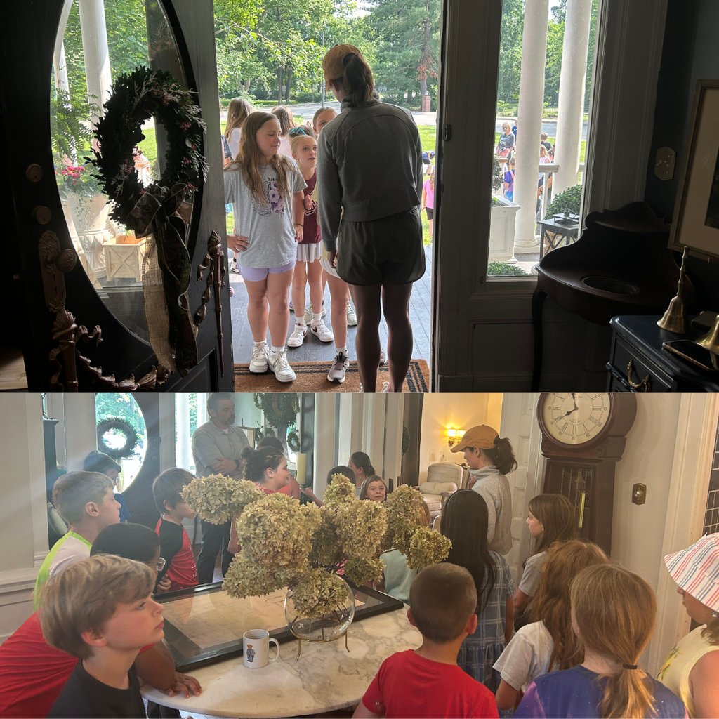Students viewing different features of the Morrison home