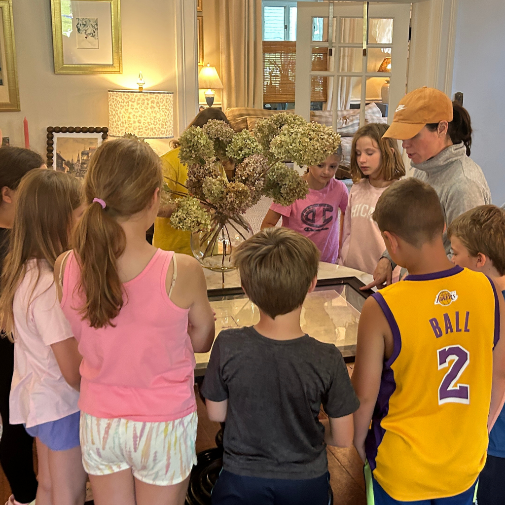 Students viewing different features of the Morrison home