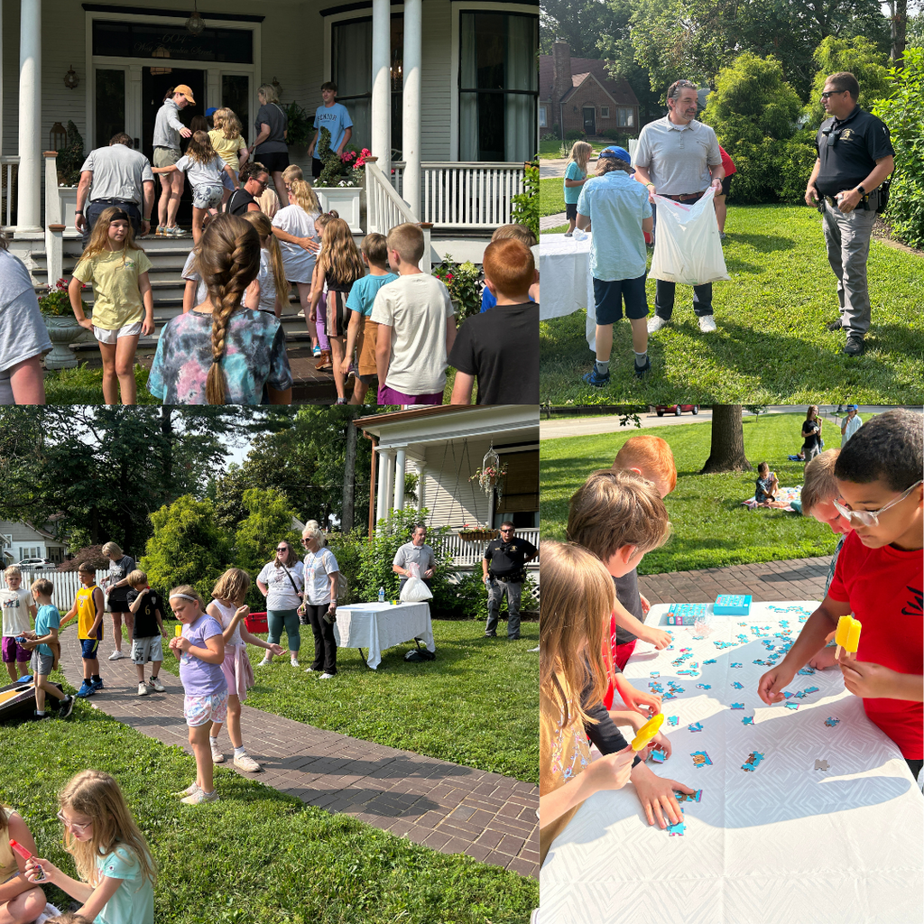 students playing in the yard waiting for their tour