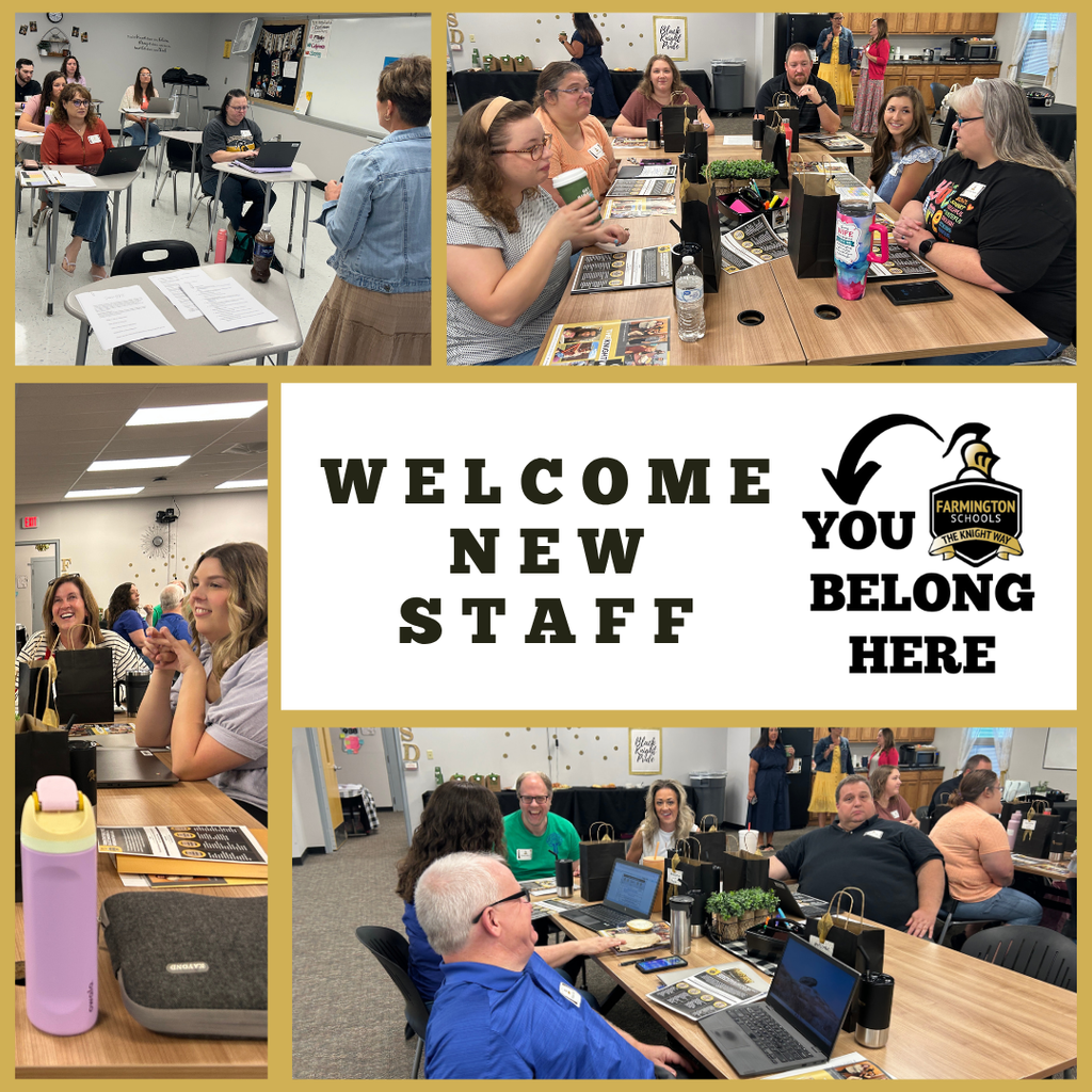 collage of new staff members at training