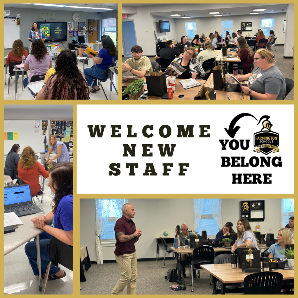collage of new staff members at training
