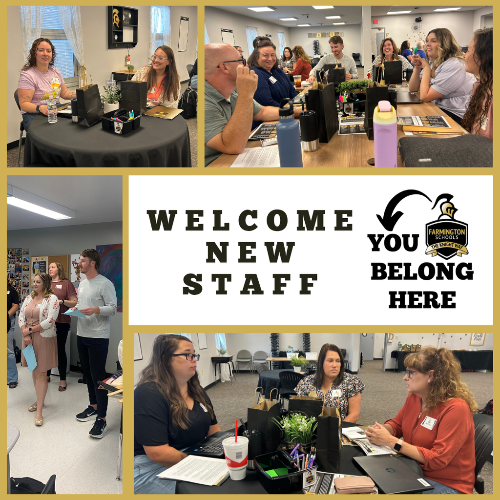 collage of new staff members at training