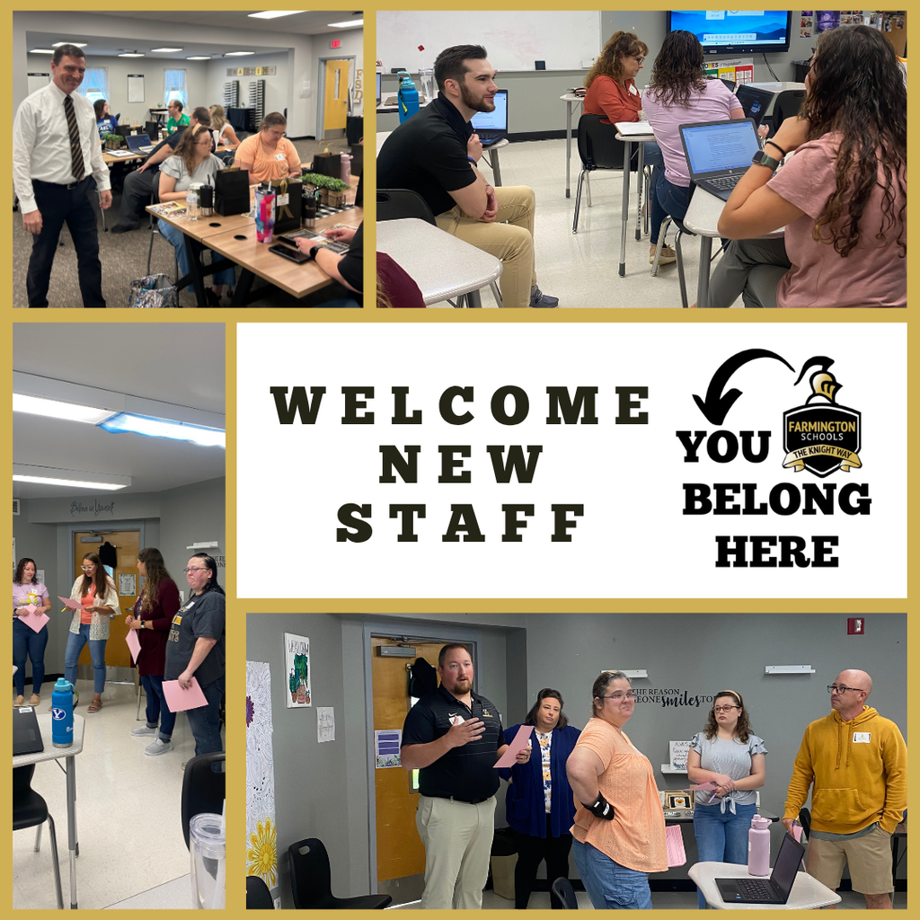 collage of new staff members at training