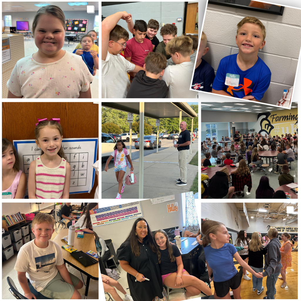 students and staff collage from the first day of school