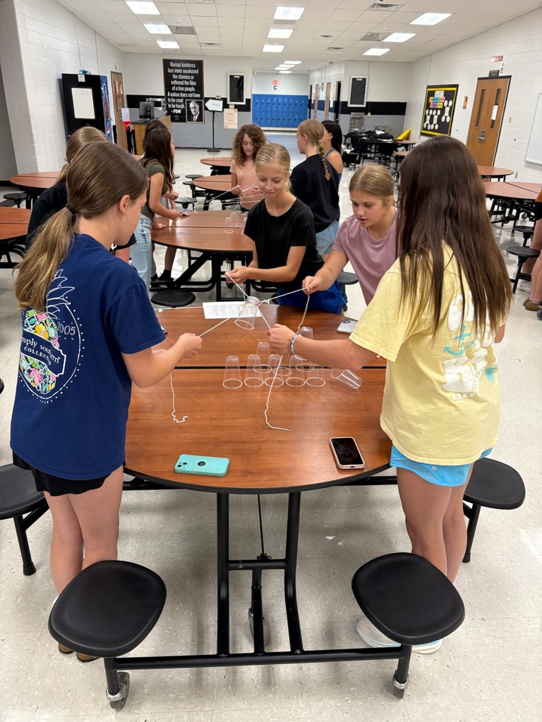 students doing a team challenge