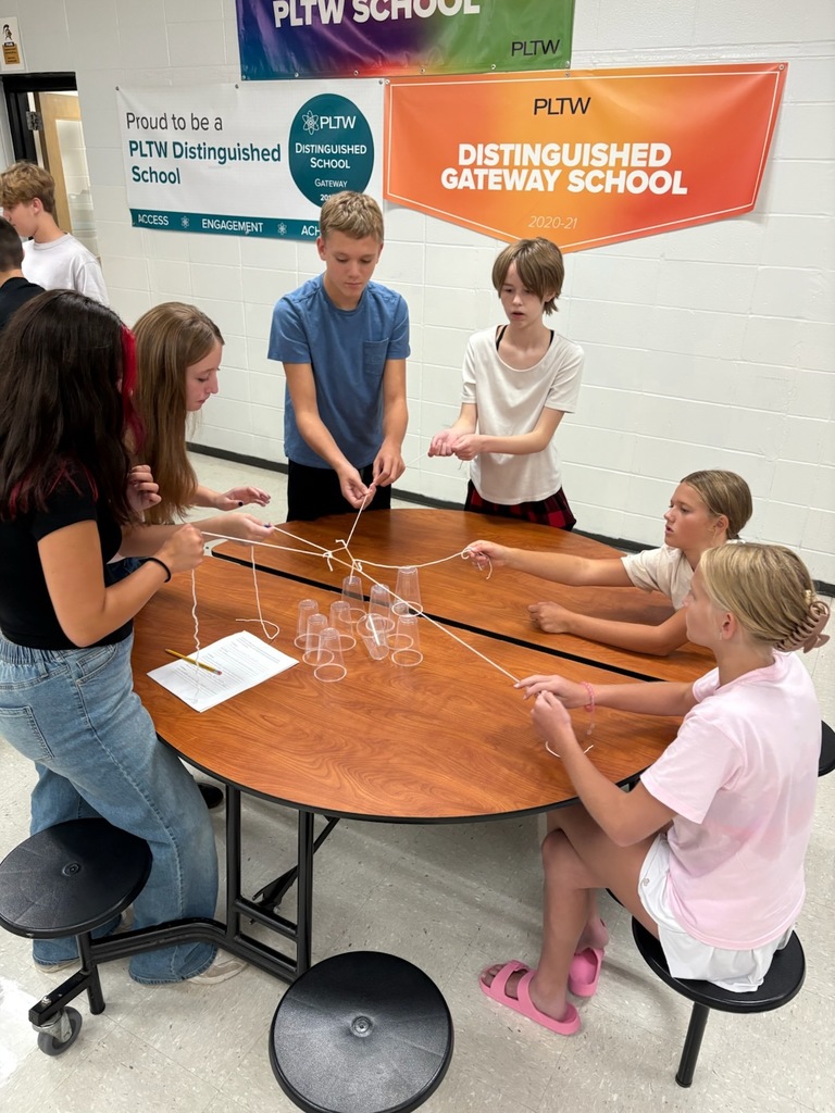 students doing a team challenge