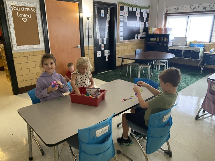 students working with stem bins