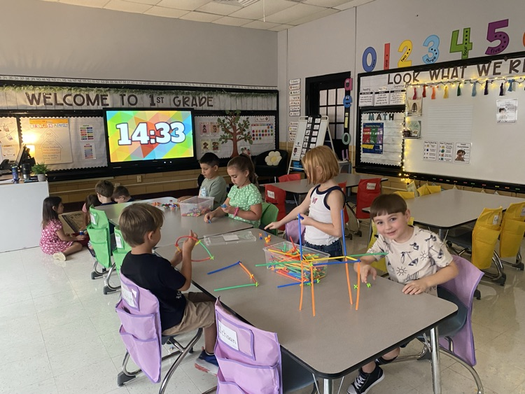 students working with stem bins