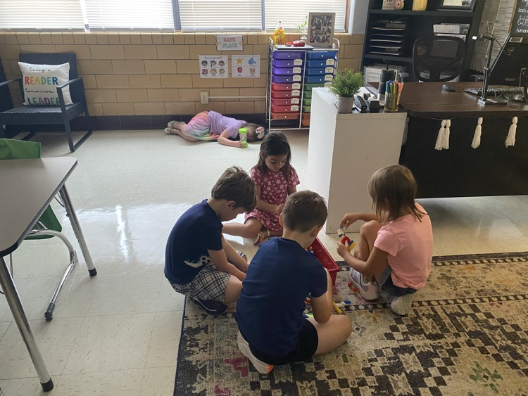 students working with stem bins