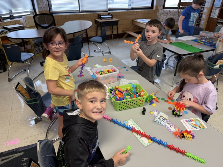 students working with stem bins